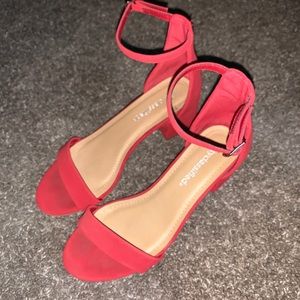 Red chunky heels